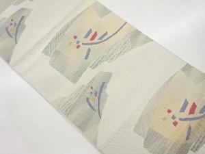 ふくれ織地紙に抽象模様織出し名古屋帯